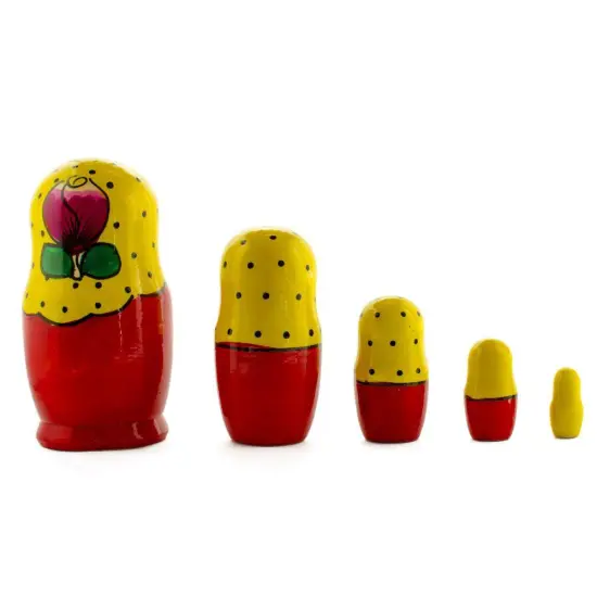 Set of 5 Traditional in Yellow Scarf Nesting Dolls 6 Inches {3}