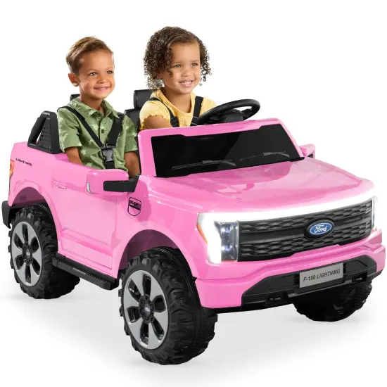 Best Choice Products Kids 24V Ride On Truck Officially Licensed Ford Lightning w/ Remote, LED Lights, 2 Speeds Pink {1}