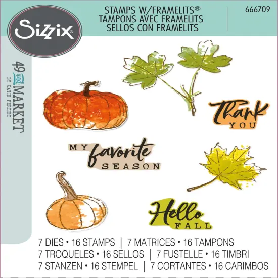 Sizxix A5 Clear Stamps With Framelits Die By 49 And Market-Pencil Line Harvest {1}