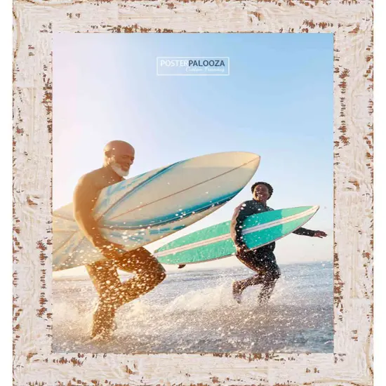 Photo Size Shabby Chic White Picture Frame - UV Acrylic, Foam Board Backing, Hanging Hardware {5}