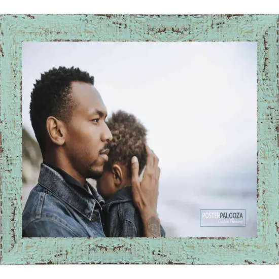 Shabby Chic Green Picture Frame - UV Acrylic, Foam Board Backing, Hanging Hardware {4}