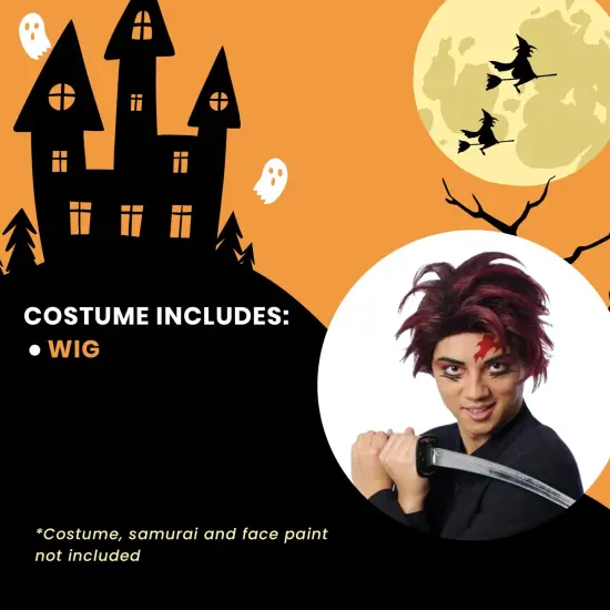 Anime Slayer Adult Burgundy Costume Wig {6}