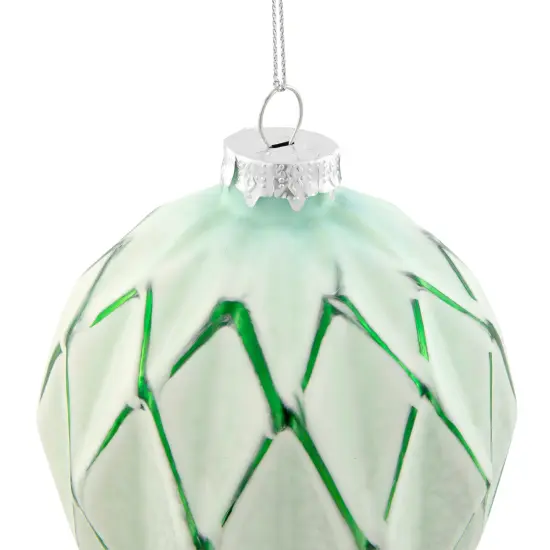 Northlight Harlequin Christmas Glass Ball Ornaments - 4" (100mm) - Mint Green - 4ct {7}