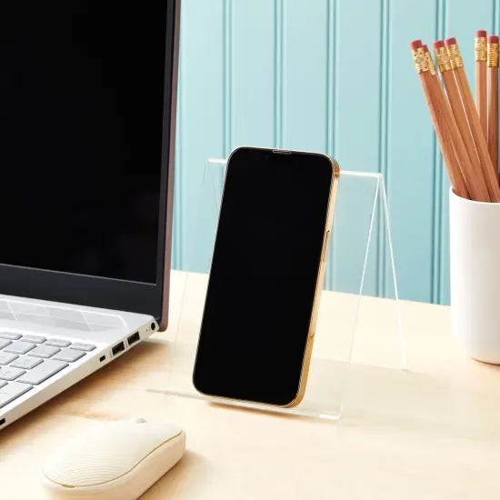 6-Pack Acrylic Book Stand for Display, 4.5x5-Inch Clear Easel, Transparent Holder with Ledge for Displaying Comics, Magazines, Pictures, Phones, Tablets, CDs, Notebooks {2}