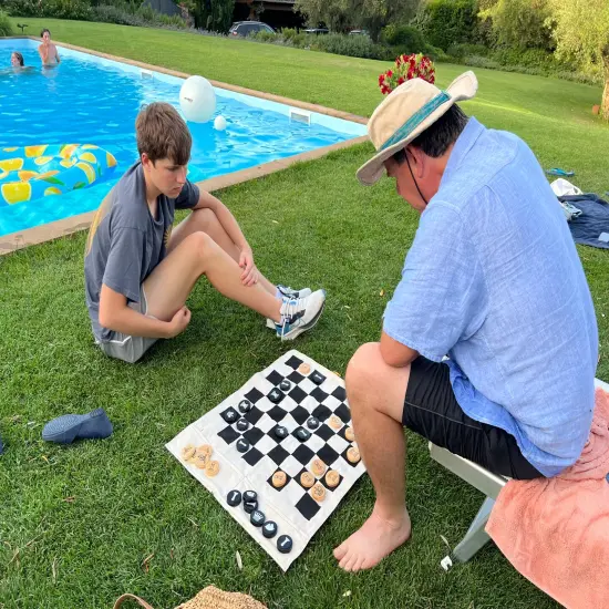 Pacific Shore Games Cloth Rollup Travel Chess, Checkers and Backgammon Game Set {2}