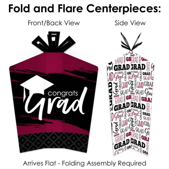 Big Dot of Happiness Maroon Grad Best is Yet to Come - 2025 Burgundy Graduation Party Decor and Confetti - Terrific Table Centerpiece Kit - Set of 30 {6}