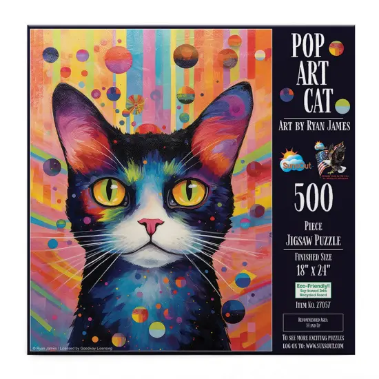Sunsout Pop Art Cat 500 pc Jigsaw Puzzle 27057 {3}