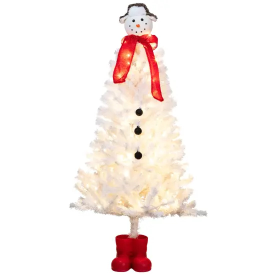 Northlight Pre-lit Snowman Medium Artificial Christmas Tree - 4&rsquo; - Clear Lights White {3}