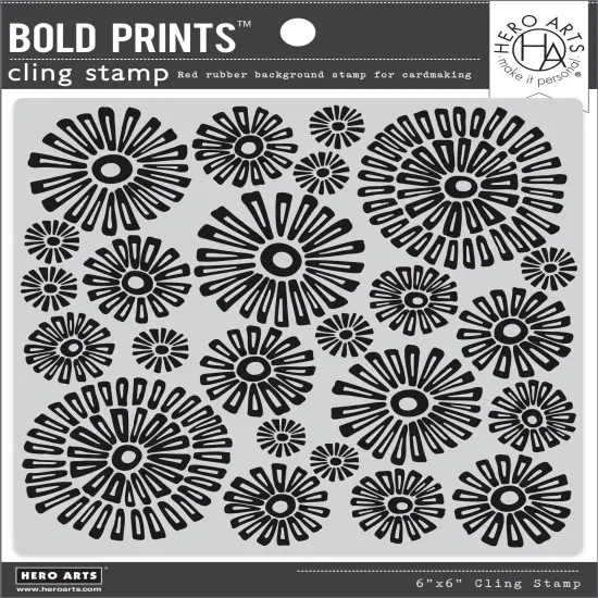 Hero Arts Cling Stamp 6"X6"-Sunburst Flowers Bold Prints {1}