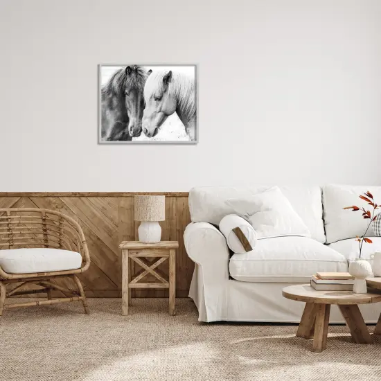 Stupell Industries Horse Love Duo Portrait Framed Giclee Art Gray Frame {2}