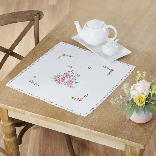 HerrschnersBirdbath Garden Table Topper Stamped Embroidery Multi {1}