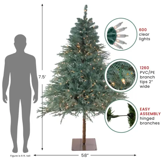 Northlight Real Touch&trade; Pre-Lit Medium Fairbanks Alpine Artificial Christmas Tree - 7.5' - Clear Lights Green {6}