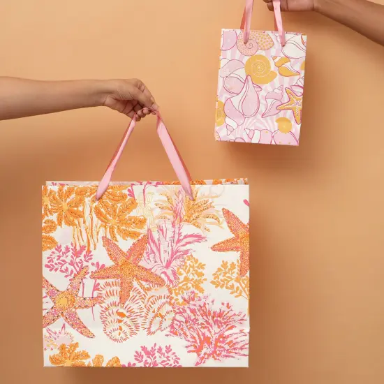 Small Gift Bag - Set of 5 - 8.5" X 6.5" Pink {1}