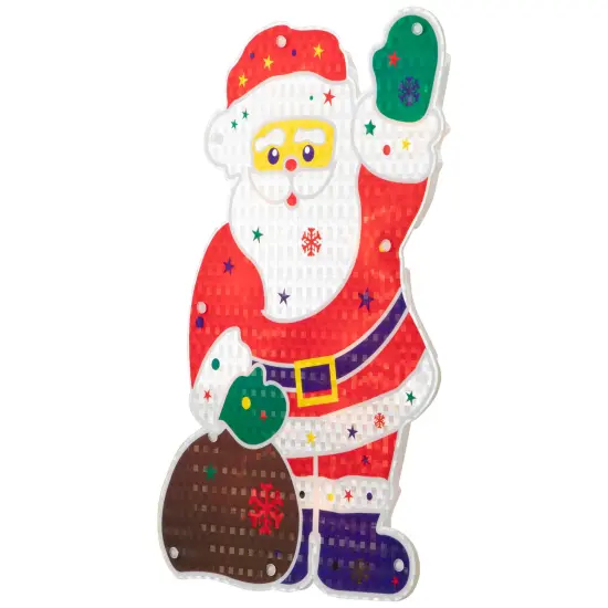 Northlight Lighted Holographic Santa Claus Christmas Window Silhouette - 13" - Clear Lights Red {6}
