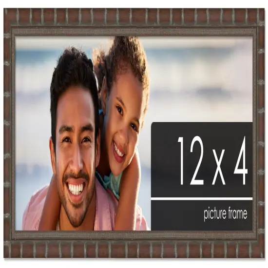 12x4 Modern Bamboo Picture Frame with UV-Resistant Acrylic & Acid Free Backing, Available in5 Finishes - Gold, Silver, Brown, Black, and Natural {1}