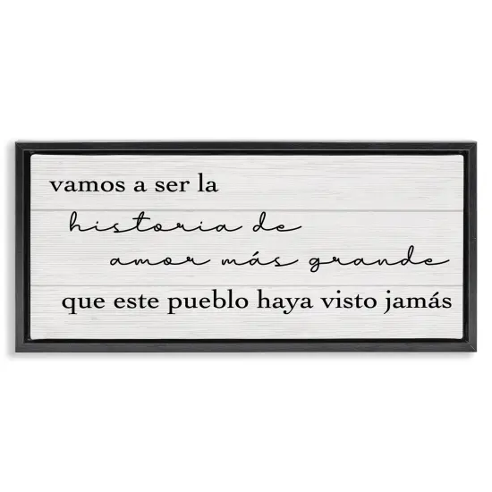 Stupell Industries Historia de Amor Más Grande Framed Floater Canvas Wall Art Gray Floater Frame {7}