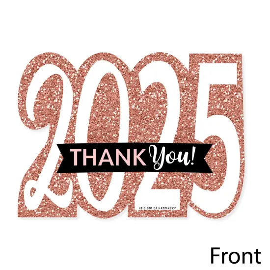 Big Dot of Happiness Rose Gold Happy New Year - Shaped Thank You Cards - 2025 New Year's Eve Party Thank You Note Cards with Envelopes - Set of 12 {4}
