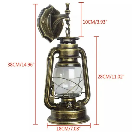 Indoor Garden Lamp Antique Exterior Wall Light Bronze Plastic Lantern Fixture {3}