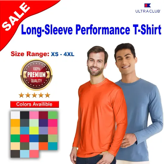 UltraClub&reg; Long-Sleeve Performance T-Shirt Military Green {2}