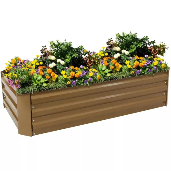 Galvanized Steel Rectangle Raised Garden Bed - 48 in - Brown {1}