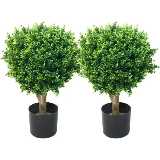 24 inch Realistic Fake Hedyotis Tree Topiary Indoor Outdoor (Set of 2) {1}