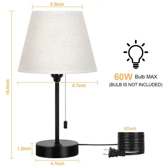Modern Desk Lamps with Fabric Lampshade Nightstand Lamps {2}