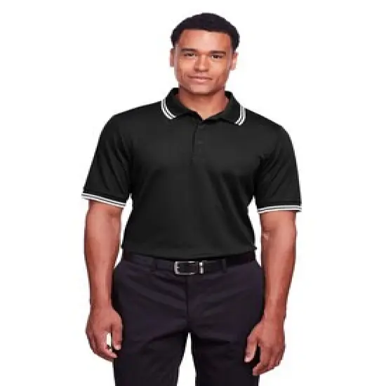 Devon & Jones&reg; Men's Plaited Tipped Polo Black/ White {3}