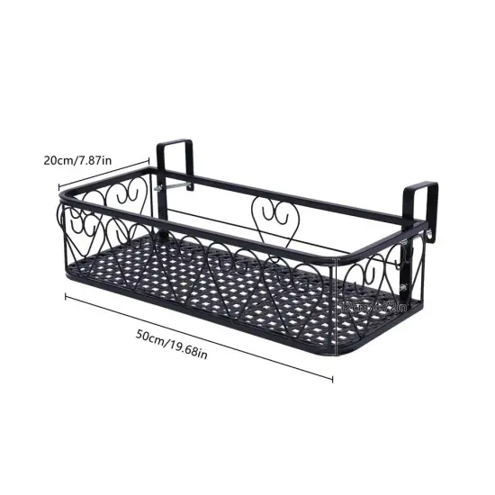 Balcony Railing Hanging Basket Shelf Flower Pot Stand Holder Potted Plants Rack {4}