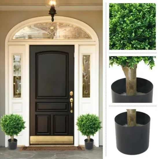 24 inch Realistic Fake Hedyotis Tree Topiary Indoor Outdoor (Set of 2) {2}