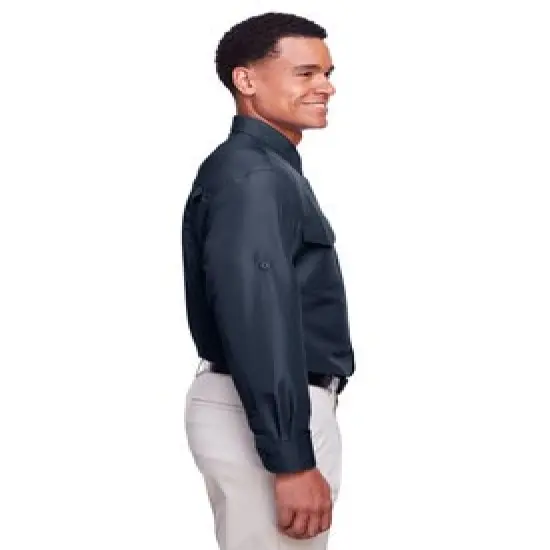 Harriton&reg; Men's Key West Long-Sleeve Performance Staff Shirt Dark Charcoal {5}