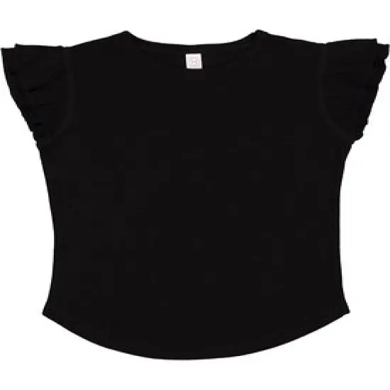 Rabbit Skins&reg; Toddler Flutter Sleeve T-Shirt Black {1}