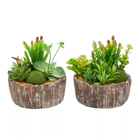 Set of 2 Faux Succulent Plants Assorted 8" Tall Greenery Plant Home Decor {1}