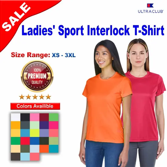 UltraClub&reg; Ladies Cool & Dry Sport Performance Interlock T-Shirt Bright Yellow {2}