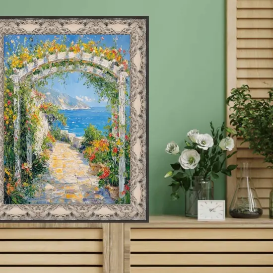 Vintage Antique Alabaster White Wash Picture Frame 27x40 frame {5}