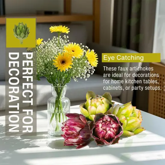 4-Pack Large Green Faux Artichokes - (Green) {2}