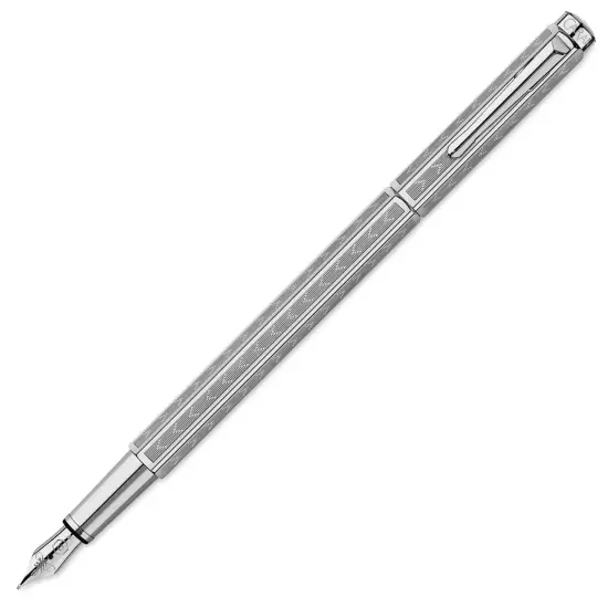 Caran d'Ache Ecridor Chevron Fountain Pen - Platinum Coated, Fine {1}