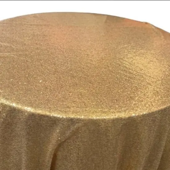 1 Yard Glitz Sequin Tablecloth Round 120 Inch Sparkling Polyester Linen for Weddings and Events Gold {1}