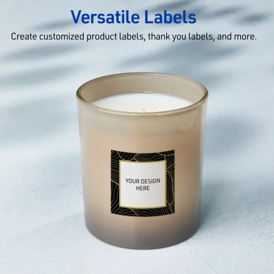 Avery Printable Square Labels with Sure Feed Technology, Pre-Printed Black Border with Gold Pattern, Matte White, 2" x 2", Laser & Inkjet Compatible, 120 Total {6}