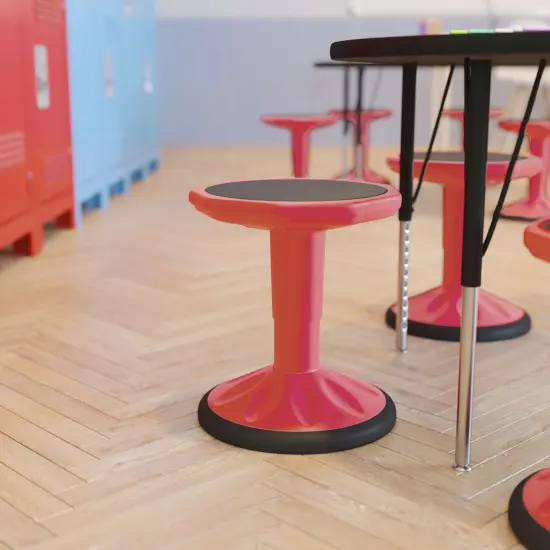 Emma and Oliver Saylor Height Adjustable Active Motion Stool for Kids with Weighted Rubber Non-Slip Bottom Red {3}