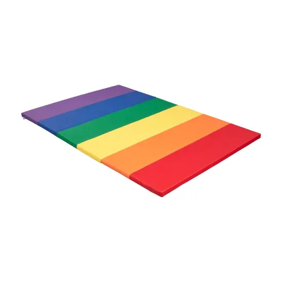 6-Section Rainbow Runway Activity Mat, Folding Playmat Earthtone {7}