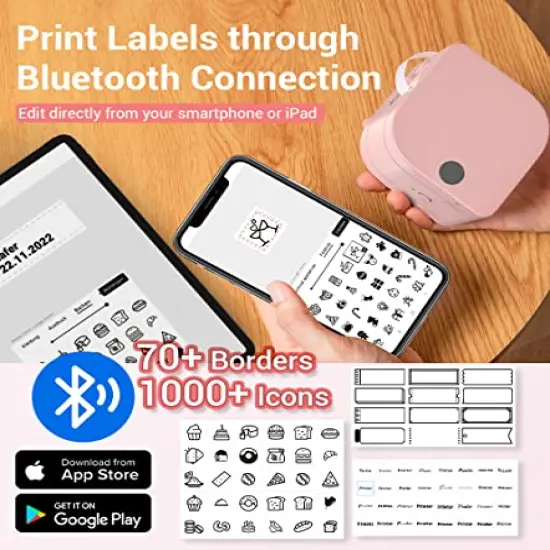 Label Makers - Label Maker Machine with Tape P12, Bluetooth Label Maker for Home Organization, Mini Label Printer with Tape 12mm x 4m, Sticker Maker Support Color Printing and Font, with Label {1}