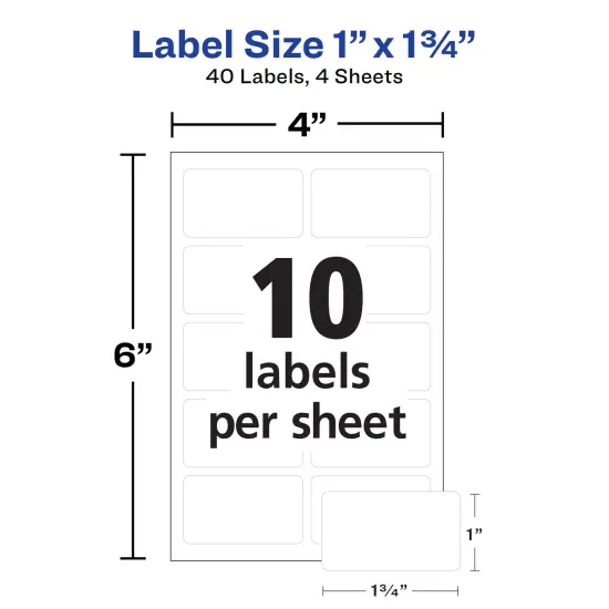 Avery No-Iron Fabric Labels, 1" x 1-3/4", Washer and Dryer-Safe Waterproof Labels, Non-Printable, 40 Blank Labels Total (40722) {4}