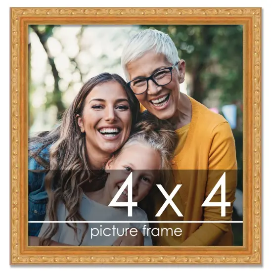 4x4 Museum-Quality Picture Frame with UV-Resistant Acrylic & Acid-Free Backing, Available in 4 Finishes - Gold, Silver, Bronze, and Black {1}