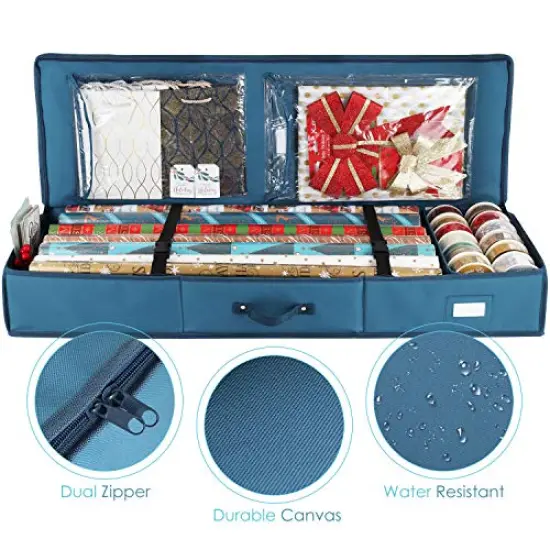 Wrapping Paper Storage Container - Christmas Storage Bag with Interior Pockets - Gift Wrapping Organizer Storage Fits Up to 22 Rolls of 40" - Tear Proof&nbsp; Wrapping Paper Organizer {1}
