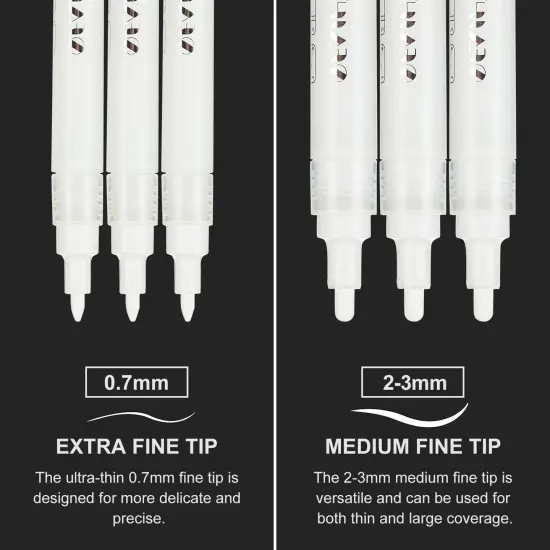 8 Pieces Acrylic White Paint Pens - 2-3MM Medium Tip & 0.7MM Extra Fine White Paint Marker for Rock Painting, Wood, Metal, Fabric, Plastic, Canvas, Glass, Ceramic, Diy Crafts {1}