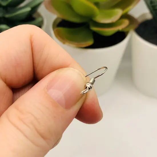 100 or 500 Pieces: Rhodium /Antique Silver Fish Hook Earring Wires with Spring and Ball {5}