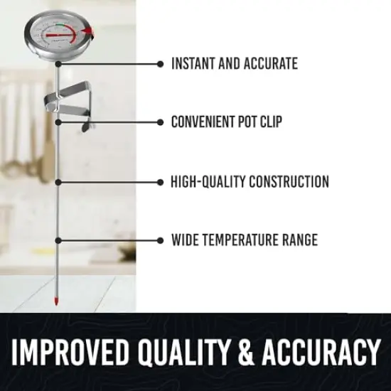 Candy Thermometer with Pot Clip - Deep Fry Oil Thermometer for Frying - Cooking Thermometer for Frying Oil Candle Making Hot Oil Deep Fryer Thermometer 8" Side of Pot Thermometer {1}