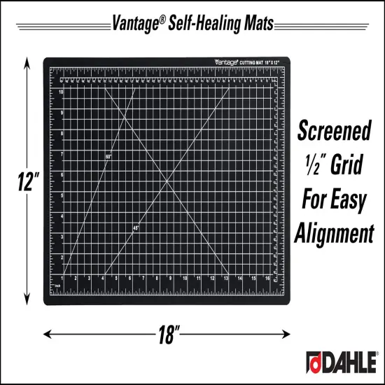 Self-Healing Cutting Mat, 12"x18", 1/2" Grid, 5 Layers for Max Healing, Perfect for Crafts & Sewing, Black {1}