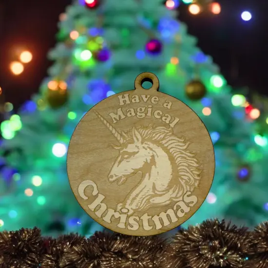 Ornament - Have a Magical Christmas - Raw Wood 3x3in {2}