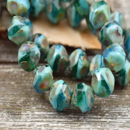 *15* 8mm Riviera Maya Picasso Central Cut Round Beads {6}